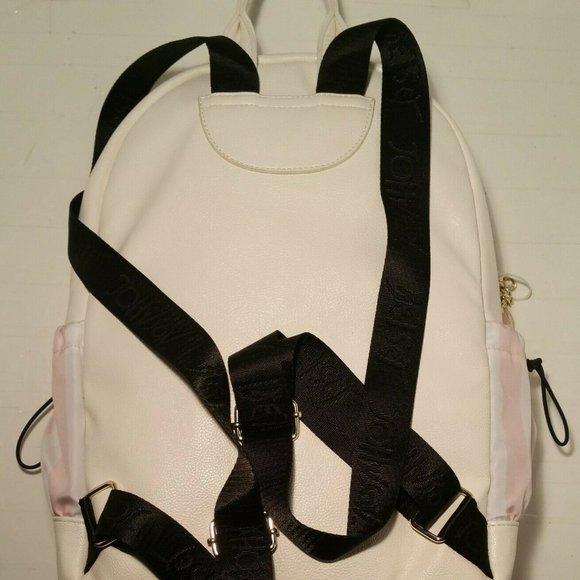 BETSEY JOHNSON White & Pink Striped Heart Logo